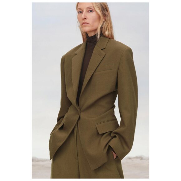 Zara | 100% Wool Fitted Blazer In Dark Camel - Picture 2 of 14